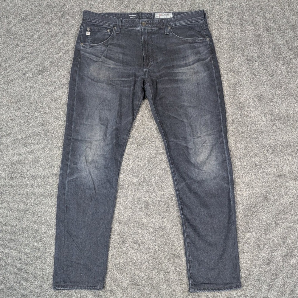 AG Adriano Goldschmied The Tellis Modern Slim Black Jeans 34R Faded AG-ED Denim
